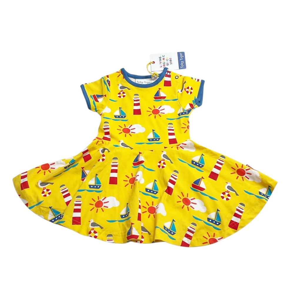 New! Toby Tiger beach print organic cotton dress